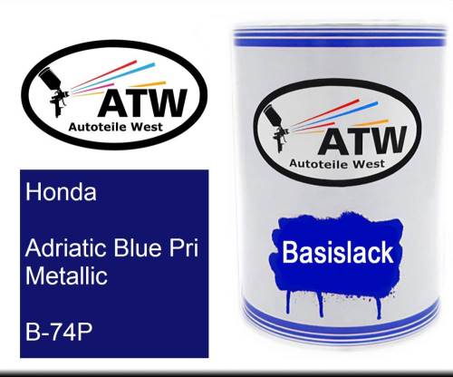 Honda, Adriatic Blue Pri Metallic, B-74P: 500ml Lackdose, von ATW Autoteile West.